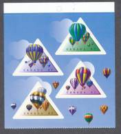 Canada Hot Air Balloons Montgolfieres Die Cut Pane Of 4 From Booklet Triangular Shaped MNH - Heftchenblätter