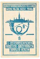 AUSTRIA - Wien, Briefmarken Ausstellung, Exhibition Of Stamps, Post Card, Year 1946. Ernst Maennel - Sonstige & Ohne Zuordnung