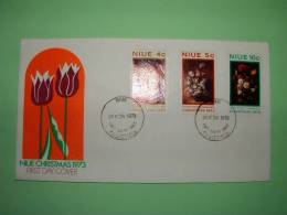 Niue 1973 FDC Cover - Flowers Painting By Breughel Bollonger And Ruysch - Niue
