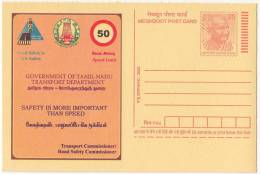 "Speed 50" , Traffic Light,  Road Safety, Transport Department, Health,  Meghdoot Postal Stationery - Accidents & Sécurité Routière