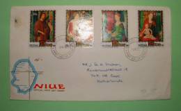 Niue 1992 FDC Cover To Holland - Christmas Paintings Hans Memling - St. Catherine Mystic Marriage - Niue