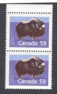 Canada Musk Ox Pair #1174a SP Perf 13.1 GT4 Year 1989  MNH - Vaches
