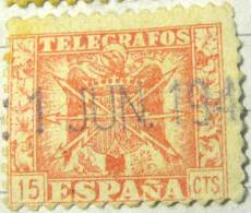 Spain 1940 Telegraph Stamp 15c - Used - Télégraphe