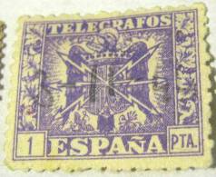 Spain 1940 Telegraph Stamp 1p - Used - Telegrafi