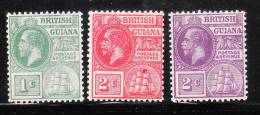 British Guiana 1921-27 King George 3v MNH/MLH - Guyane Britannique (...-1966)