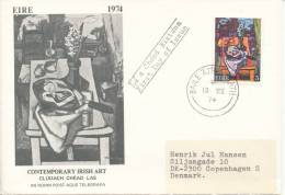 Ireland FDC 19-8-1974 Contemporary Irish Art With Cachet Sent To Denmark - FDC