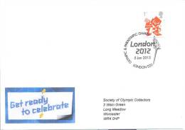 UK Olympic Games London 2012 Letter; Paralympic Logo Stamp Cancelled With London 2012 Olympic & Paralympic Games London - Eté 2012: Londres