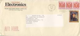 Hong Kong Airmail Par Avion ELECTRONICS China Newsletter HONG KONG 1987 Cover Brief To Denmark 1$ 3-Stripe - Covers & Documents