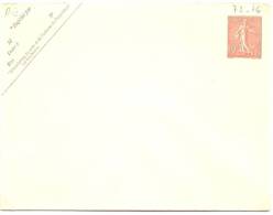 LTR7 - FRANCE EP ENV SEMEUSE LIGNEE 10c D 646 NEUVE PAPIER BLANC VERGE INTERIEUR VIOLET - Buste Postali E Su Commissione Privata TSC (ante 1995)