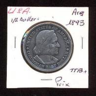 Etats Unis -  Half Dollar    -  1893  -  Argent  -  TTB+ - 1892-1915: Barber