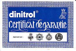 Certificat De Garantie Dinitrol. Station De Seraing. - Automovilismo