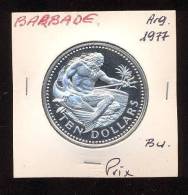 Barbades  -  10 Dollars    -  1977  -  Argent  -  BU - Barbades