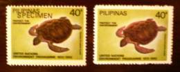 PHILIPPINES, Tortue Turtle (Yvert N° 1279) SURCHARGE SPECIMEN Neuf Sans Charniere. MNH Overprint Specimen - Tortues