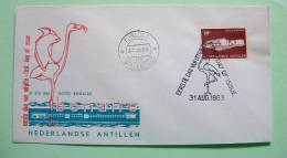 Netherlands Antilles (Curacao) 1963 FDC Cover - Tourism Hotel Bonaire - Bird Flamingo Cancel - Antillen