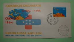 Netherlands Antilles (Curacao) 1964 FDC Cover - Flag Map Meeting Of Carribbean Council - Antillen