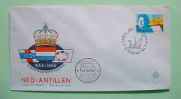 Netherlands Antilles (Curacao) 1969 FDC Cover - Queen Juliana And Rising Sun - Crown Flags - Antilles