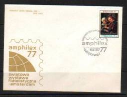 POLAND FDC 1977 AMPHILEX 77 AMSTERDAM NETHERLANDS HOLLAND DUTCH INTERNATIONAL PHILATELIC STAMP EXHIBITION Art Painting - FDC