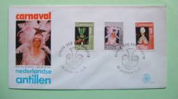 Netherlands Antilles 1977 FDC Cover - Carnaval - Dancers With Cactus Headdress - Feathers - Pompadour Costume - Antillen