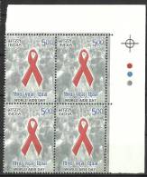 INDIA, 2006, World Aids Day, Block Of 4, With Traffic Lights, Top Right,   Red Ribbon, Health, Disease, MNH, (**) - Ungebraucht