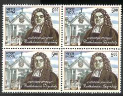 INDIA, 2006, 300th Anniversary Of Bartholomaeus Ziegenbalg´s Arrival To India, Block Of 4, MNH, (**) - Unused Stamps