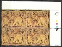 INDIA, 2006, Sandalwood (Santalum Album), First Scented Stamp Of India, Block Of 4, With T/L Top Right,  MNH, (**) - Unused Stamps