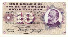 SWITZERLAND 10 FRANCS PINK MAN HEAD FRONT & FLOWERS BACK DATED 20-03-1963 VF+ SIG39 P.45h READ DESCRIPTION ! - Schweiz