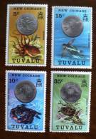 TUVALU Tortue + Monaie+ Faune Marine(Yvert N° 19/22) Neuf Sans Charniere. MNH - Tortugas