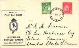 Australia Cover Scott #167, #169 1p Queen Elizabeth, 2p George VI Posted 11 MY 37 (2nd Day Of Issue) To USA - Briefe U. Dokumente