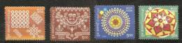 INDIA, 2009, Greetings, Set 4 V, Festival Celebration, Art, Drawing, Geometrical Patterns, MNH, (**) - Nuevos