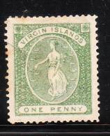 Virgin Island 1878 Perf 14 Virgin & Lamps 1p Mint Fault - Britse Maagdeneilanden