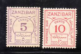 Zanzibar 1936 Postage Due Stamps 2v Mint Fault - Zanzibar (...-1963)