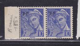 FRANCE N°657  10C OUTREMER TYPE MERCURE R CASSE TENANT A NORMAL NEUF SANS CHARNIERE - Nuevos