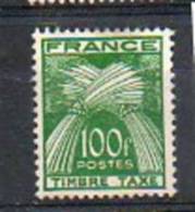 G679  Taxe Gerbe 100f Vert N° 89 * à 10% - 1859-1959.. Ungebraucht