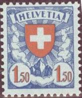 Schweiz 1933 Fr.1.50 Wappenmuster Zu#165z ** Postfrisch - Nuovi