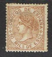 Sello 50 Milesimas Isabel II 1867, VARIEDAD Impresion, Num 96 (*) - Neufs