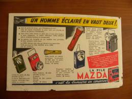 BUVARD Piles MAZDA Un Homme éclairé En Vaut Deux ! - Lampe - Batterijen