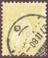 Schweiz Sitzende Helvetia 1880-02-27 15Rp. Zu#39 Mi#31 - Gebruikt