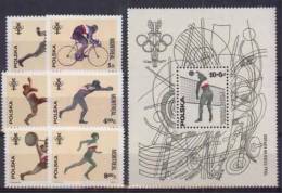 POLAND 1976 XXI OLYMPIC GAMES MONTREAL CANADA & MS NHM Fencing Cycling Boxing Weightlifting Football Soccer Volleyball - Gewichtheben
