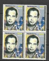 INDIA, 2007, Bimal Roy, Film Maker And Director,  Block Of 4,  MNH, (**) - Unused Stamps