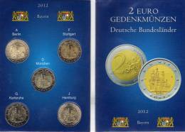 2 EURO Deutschland 2012 Stg 33€ Edition Schloß Neuschwanenstein Bayern Im Stempelglanz 5 Münzen Set Coin Card Of Germany - Collezioni