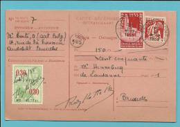 339+387 Op Ontvangkaart (carte-recepisse) Met Stempel ANDERLECHT  (VK) - 1932 Ceres And Mercurius