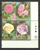 INDIA, 2007, Fragrance Of Roses, Scented Set 4 V, Block Of 4, With Traffic Lights Bottom Right, MNH, (**) - Neufs