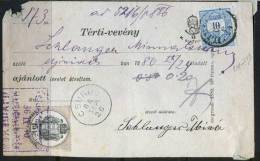 HUNGARY - YUGOSLAVIA - VOJVODINA - CSURUG To NOVI SAD  - RECEPIS - 10 + 15 Krajczar  - 1886 - RRR - Storia Postale