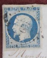 12 Jan 54 - Y&T 10 - 25c Napoleon Republique TB Sur Lettre  Losange Petit Chiffre Pour Paris - Mini 80euros - 1852 Louis-Napoleon