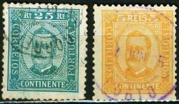 PORTOGALLO, PORTUGAL, KING CARLOS, 1892, FRANCOBOLLI USATI, Scott 67,71a   YT 66,70   Afi 68,70 - Usado