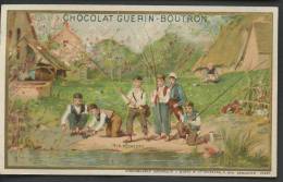 Chocolat Guérin Boutron, Jolie Chromo Lith. Minot, Enfants, Les Pêcheurs - Guerin Boutron