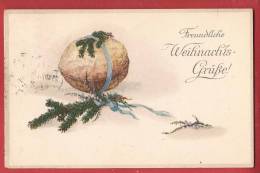 C0899 Weihnachts-Grüsse, Bonne Année, Nuss, Noix.Gelaufen In 1920 - Altri & Non Classificati