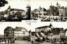 AK Weißenfels: Schloß, Sparkasse, Karl-Marx-Platz,Rathaus,Marienkirche, Gel 1961 - Weissenfels