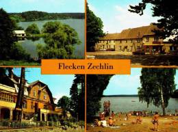 AK Flecken Zechlin, Schwarzer See, Markt, FDGB-Heim Elsenhöhe, Gel, 1984 - Zechlin