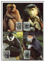 Viet Nam Vietnam 1987 WWF W.W.F. Maximum Cards Set  Monkey Monkeys Fauna - Cartes-maximum